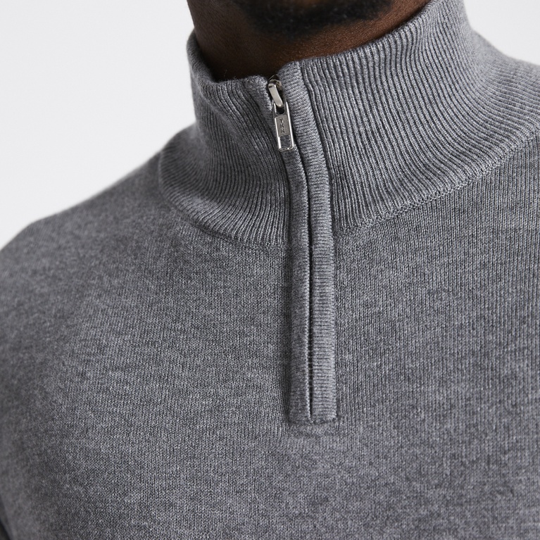 Half-zip knit sweater "Thin" Grey Melange 2
